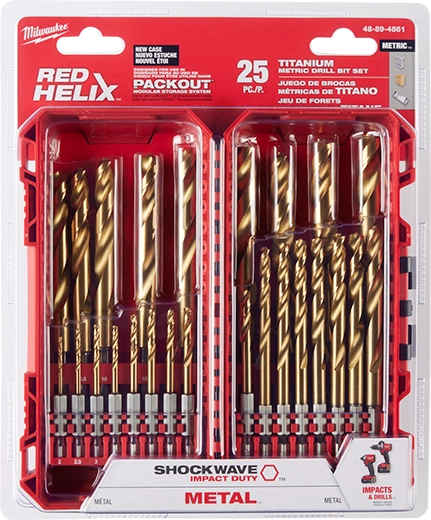 Juego de brocas de titanio métricas SHOCKWAVE Impact Duty™ RED HELIX™ de 25 piezas Milwaukee 48-89-4861 - imagen 3