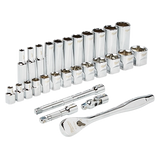 juego de llave de trinquete y cubo de 3/8" y cubos métricos, 28 piezas Milwaukee 48-22-9408 - imagen 2
