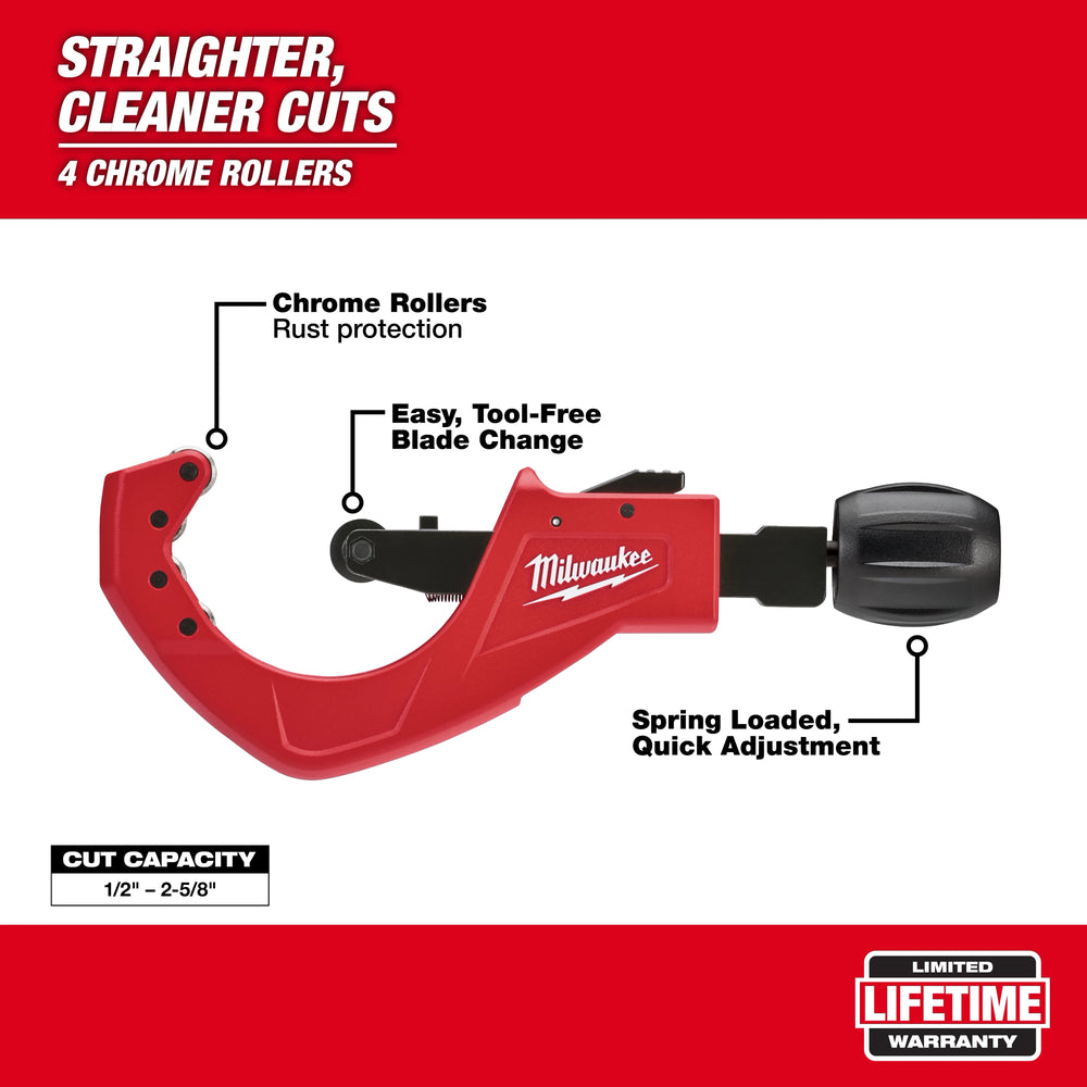Cortador de tubos de cobre de 2-1/2" con ajuste rápido Milwaukee 48-22-4253 - imagen 4