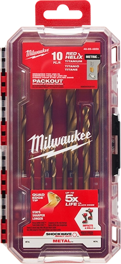 Juego de brocas de titanio métricas SHOCKWAVE Impact Duty™ RED HELIX™ de 10 piezas Milwaukee 48-89-4859 - imagen 2
