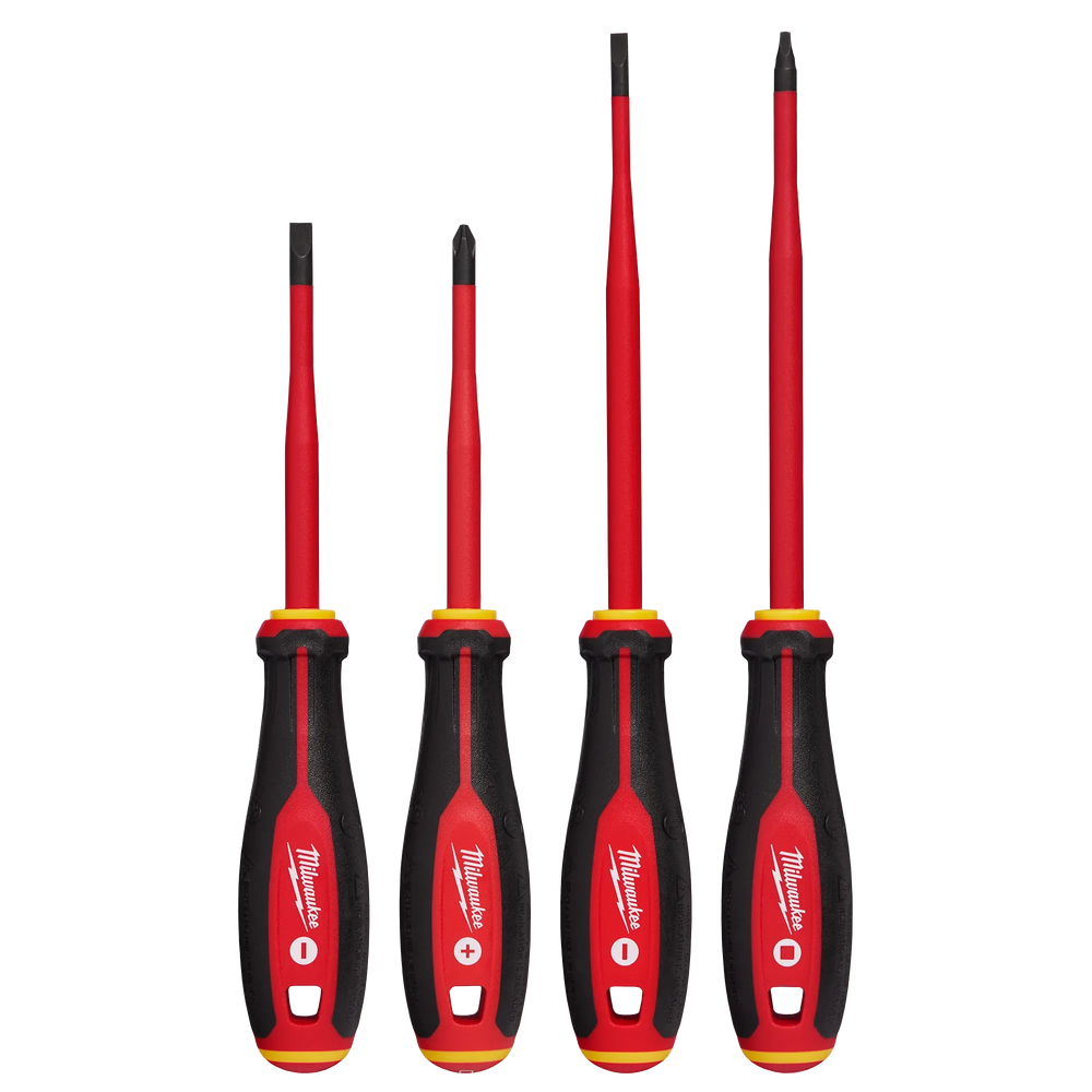 Juego de 4 piezas de destornilladores de punta delgada con aislamiento para 1000 V Milwaukee 48-22-2219