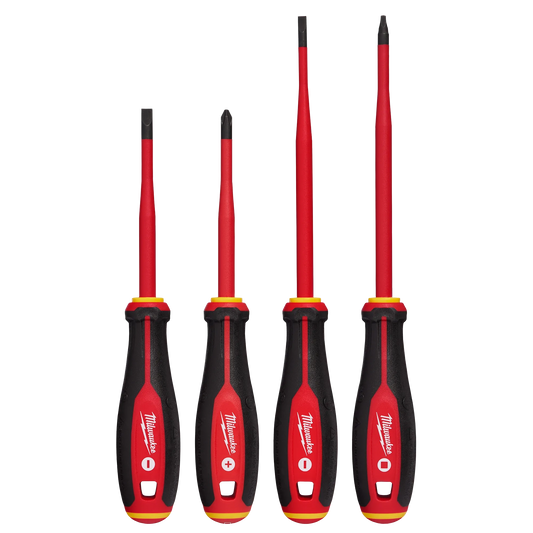 Juego de 4 piezas de destornilladores de punta delgada con aislamiento para 1000 V Milwaukee 48-22-2219