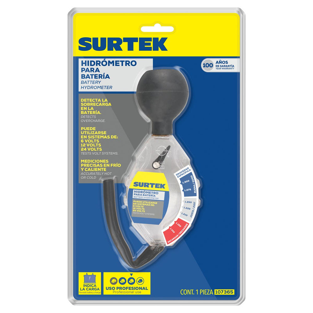 Hidrómetro para batería, capacidad 1100 - 1300 g/cm2 Surtek 107365 – imagen 3