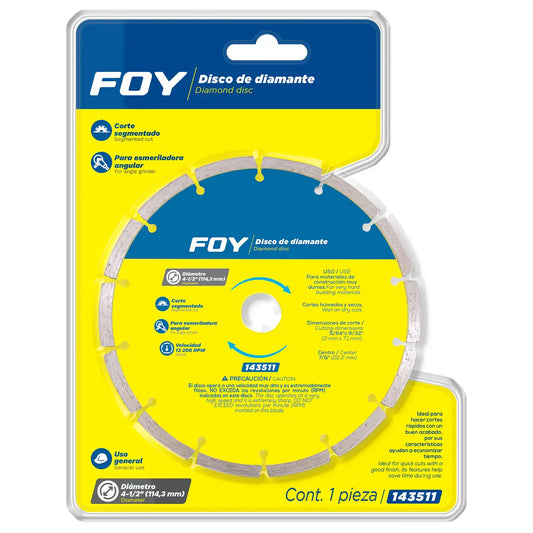 Disco de diamante segmentado, 4-1/2" Foy 143511