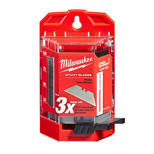 100 PC General Purpose Utility Blades w/ Dispenser Milwaukee 48-22-1900 - imagen 2