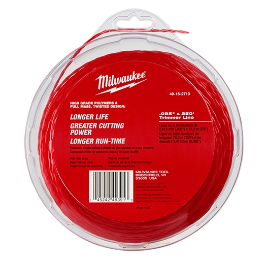 Hilo de reemplazo para desbrozadora de 0.095" x 250' Milwaukee 49-16-2713
