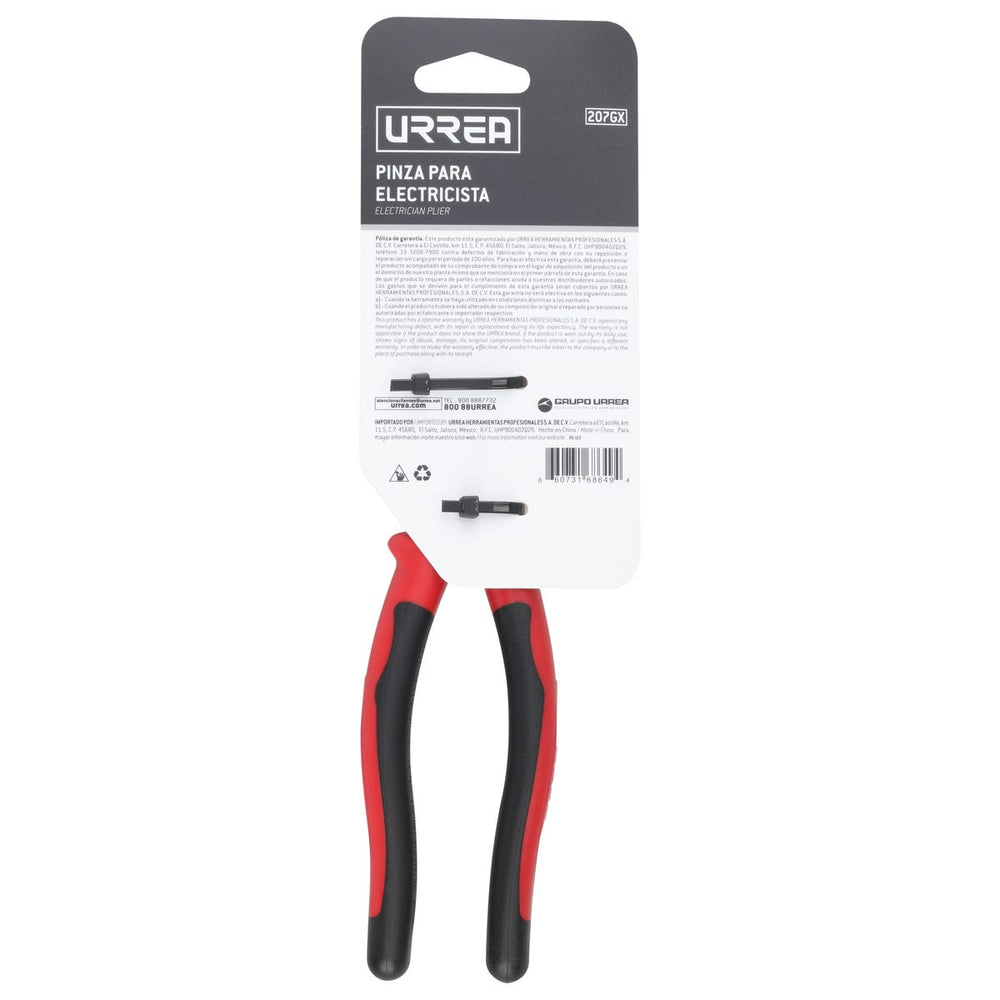 Pinza para electricista con mango bimaterial corte diagonal alta palanca de 7-3/4" Urrea 207GX - imagen 6
