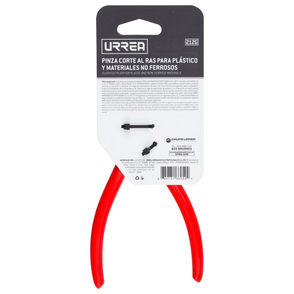 Pinza corte al ras para plástico y materiales no ferroso con mango rubber grip 6" Urrea 212G - imagen 5