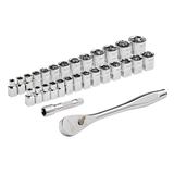 Juego de trinquete con boca de 3/8" y cubos SAE, 29 piezas con CUATRO CARAS PLANAS Milwaukee 48-22-9088 - imagen 2