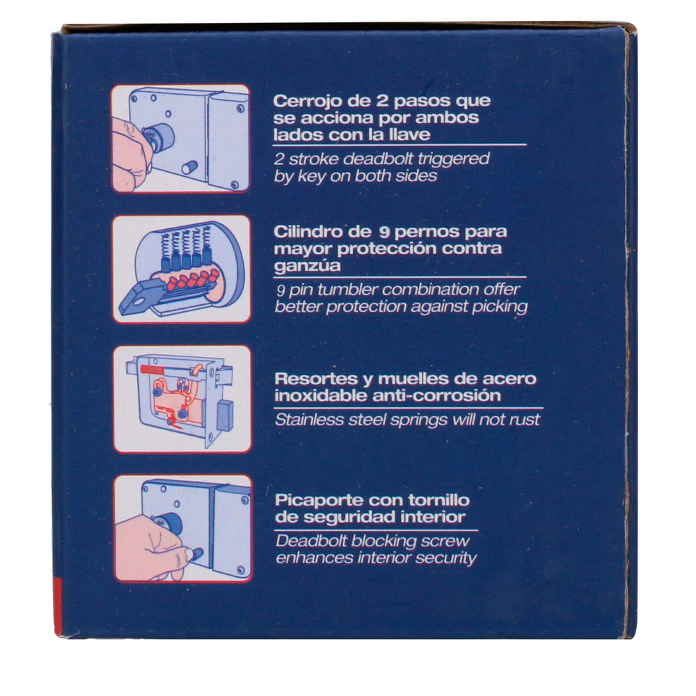 Cerradura sobreponer clásica función derecha, llave estándar, en caja Lock 26CS – imagen 5