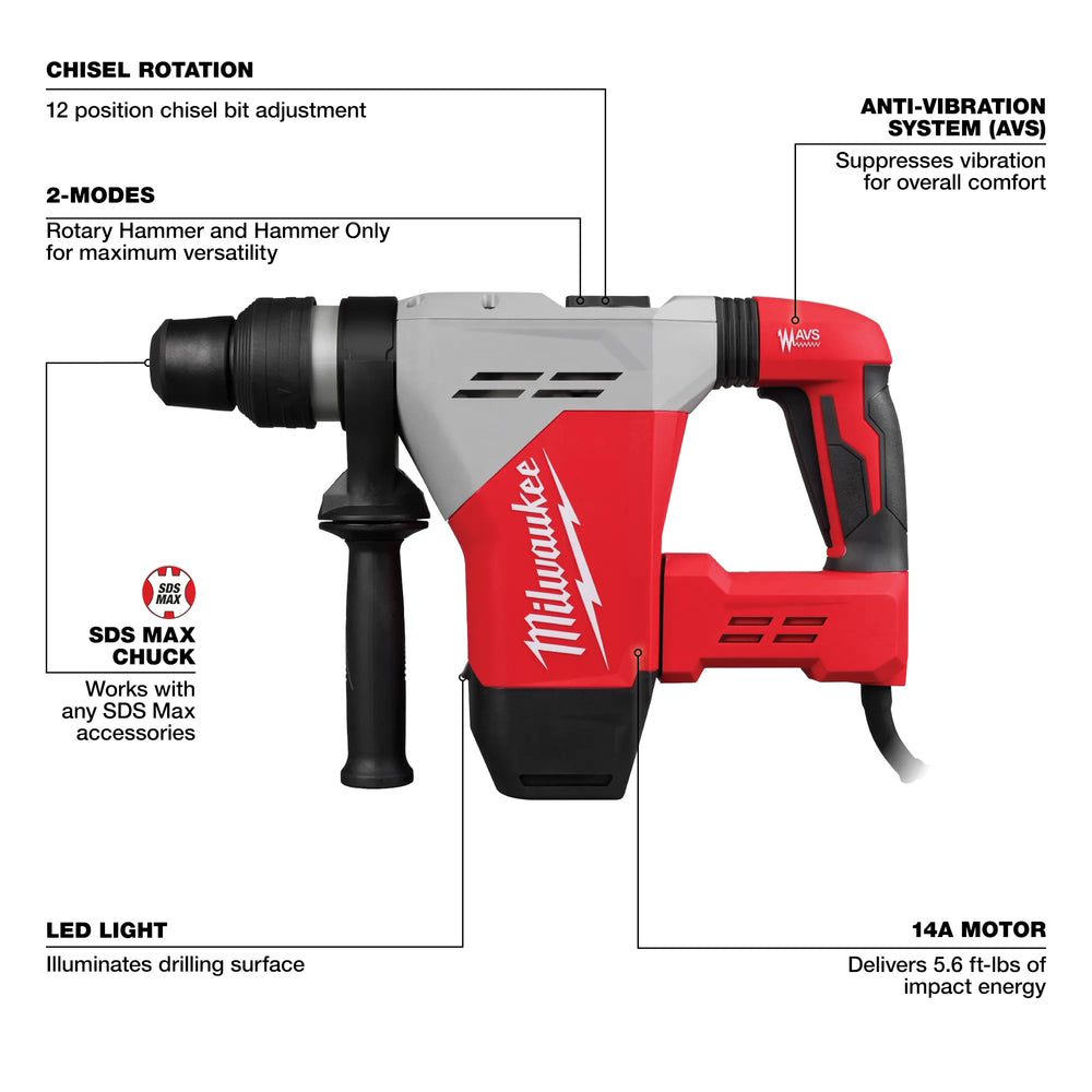 Martillo rotativo SDS Max de 1-9/16" Milwaukee 5517-21 - imagen 3