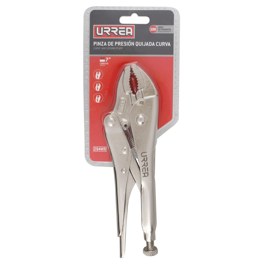 Pinza de presión cromada quijada curva con corta alambre de 7" Urrea 294WR - imagen 3
