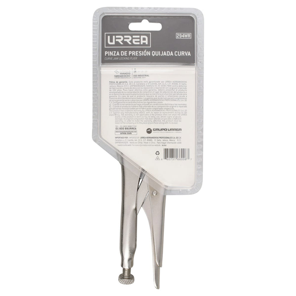 Pinza de presión cromada quijada curva con corta alambre de 7" Urrea 294WR - imagen 4