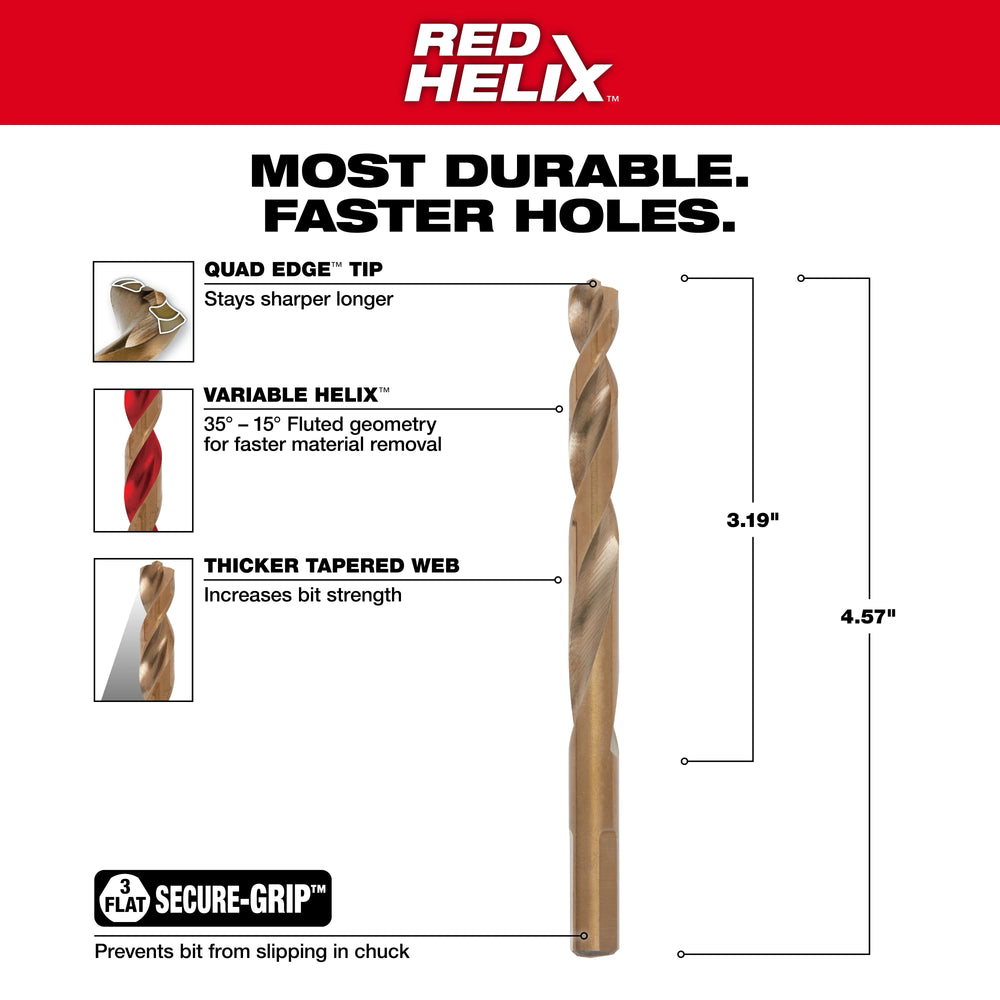 Broca de cobalto RED HELIX™ de 11/32" Milwaukee 48-89-2319 - imagen 4