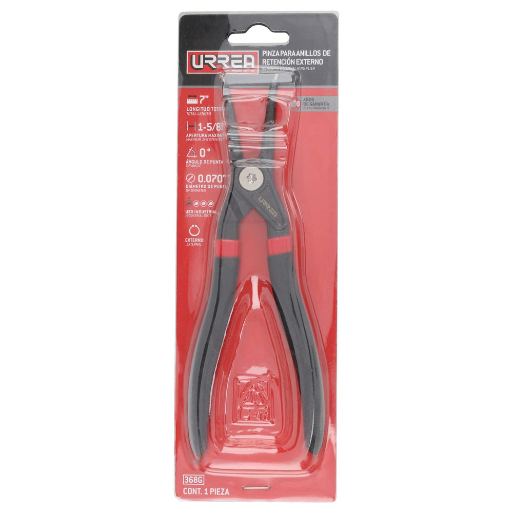 Pinza para anillos de retención con mango de vinil forjadas tipo externo ángulo de 0° Urrea 368G - imagen 4