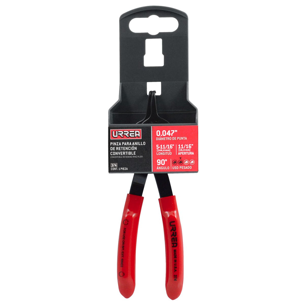 Pinza para anillos de retención convertibles con mariposa .047 ángulo de 90° Urrea 374 - imagen 3