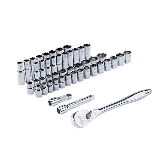Juego de llaves de carraca y llaves de vaso de 47 piezas 1/2" con accionamiento métrico y SAE con CUATRO LADOS FLAT™ Milwaukee 48-22-9010 - imagen 2