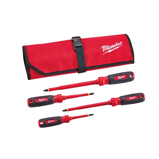 Juego de 4 destornilladores con aislamiento 1000 V con bolsa Milwaukee 48-22-2204