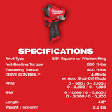 Llave de impacto corta M12 FUEL™ de 3/8" Milwaukee 2562-20 - imagen 7
