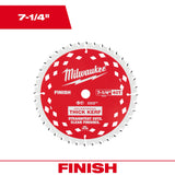 Hojas de sierra circular de 7-1/4" con acabado cortado de grosor y 40 toneladas a granel 10 Milwaukee 48-41-0726 - imagen 2