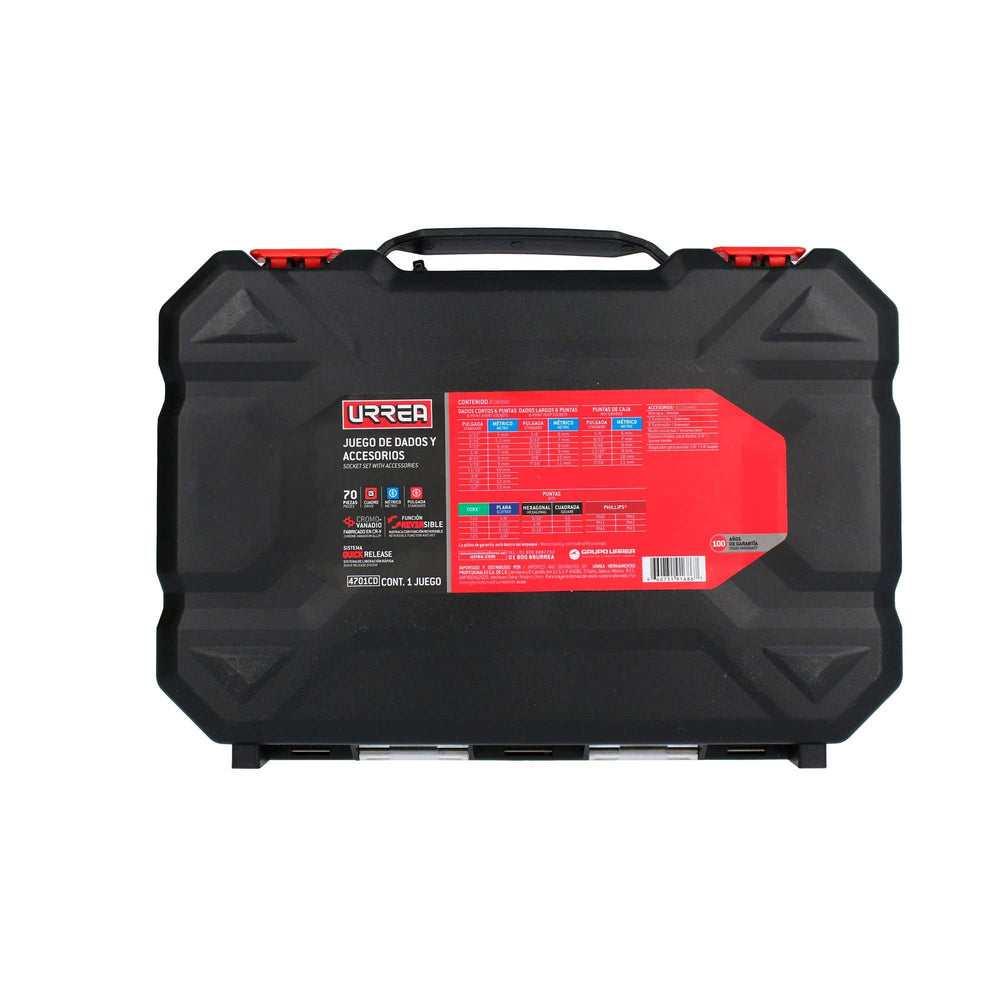 Juego de dados y accesorios cuadro de 1/4" combinado, 70 piezas Urrea 4701CD - imagen 7