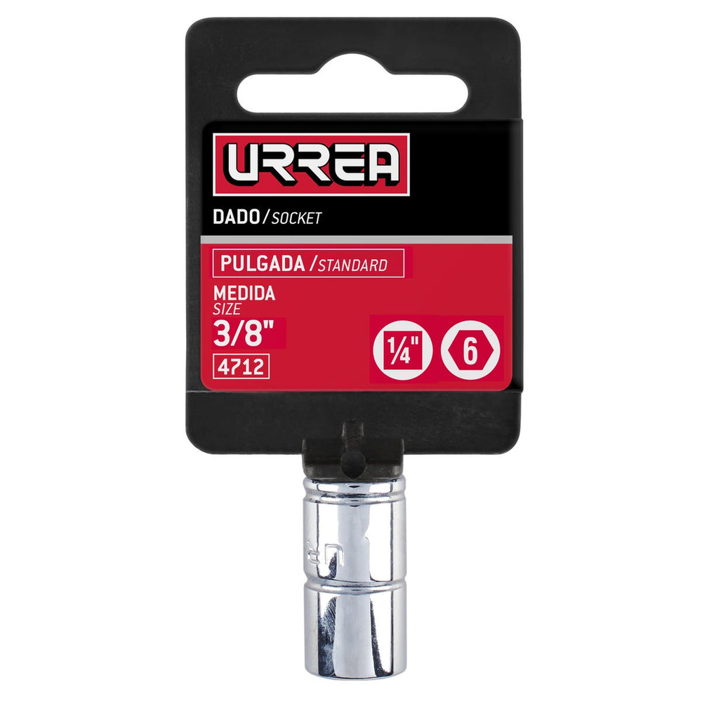 Dado cuadro de 1/4", 6 puntas, en pulgadas, 3/8" Urrea 4712 - imagen 3