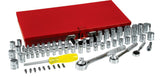 Juego de dados y accesorios cuadro de 1/4", 3/8" y 1/2" combinado, 76 piezas Urrea 475254