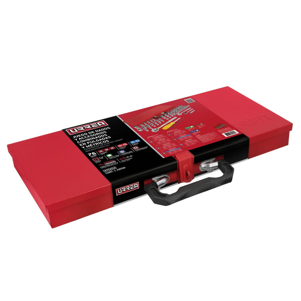 Juego de dados y accesorios cuadro de 1/4", 3/8" y 1/2" combinado, 76 piezas Urrea 475254 - imagen 3