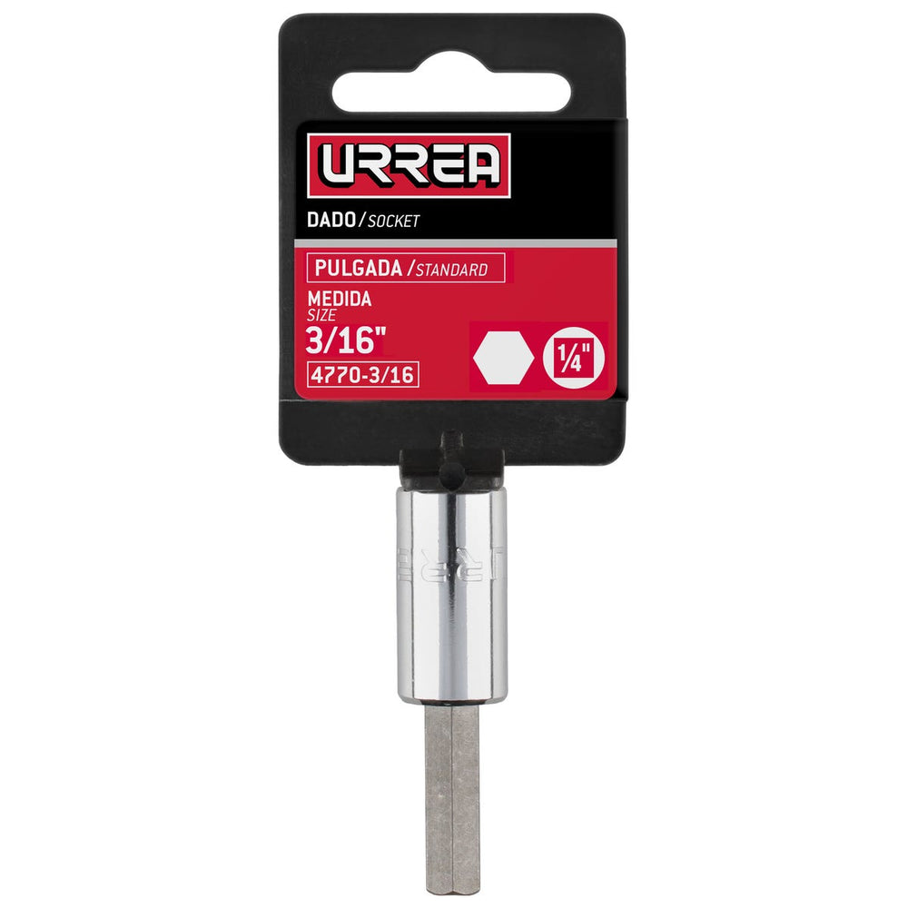 Dado con punta hexagonal cuadro de 1/4", en pulgadas, 3/16" Urrea 4770-3/16 - imagen 7