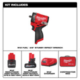 Kit de llave de impacto corta M12 FUEL™ de 3/8" Milwaukee 2562-22 - imagen 2