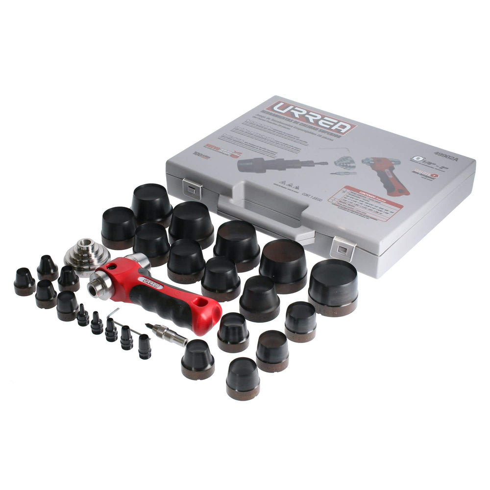 Juego de sacabocados con mango adaptador ergonómico 1/8" a 2", 28 piezas Urrea 49902A - imagen 3