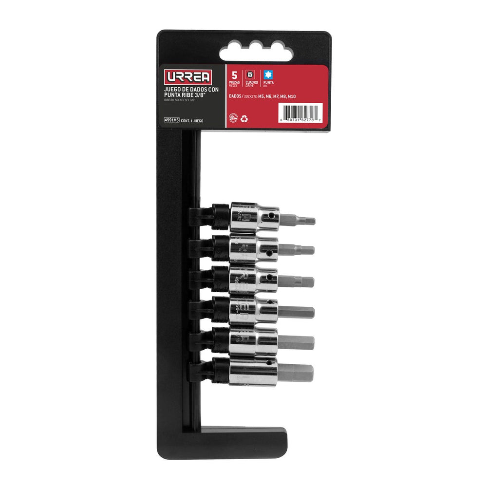 Juego de dados con punta ribe cuadro de 3/8", 5 piezas Urrea 4991M5 - imagen 3