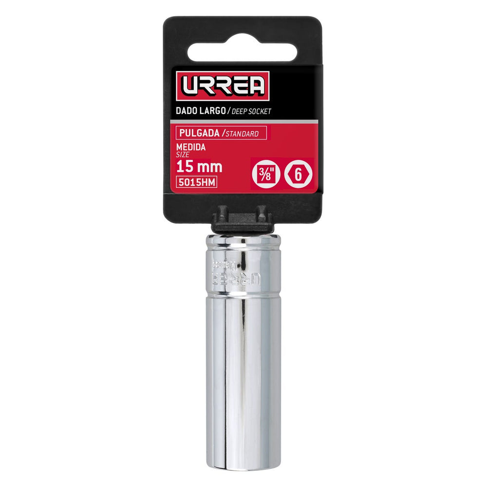 Dado largo cuadro de 3/8", 6 puntas, métrico, 15 mm Urrea 5015HM – imagen 3