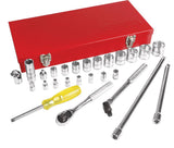 Juego de dados y accesorios cuadro de 1/4" y 3/8" en pulgadas, 27 piezas Urrea 5200A - imagen 2