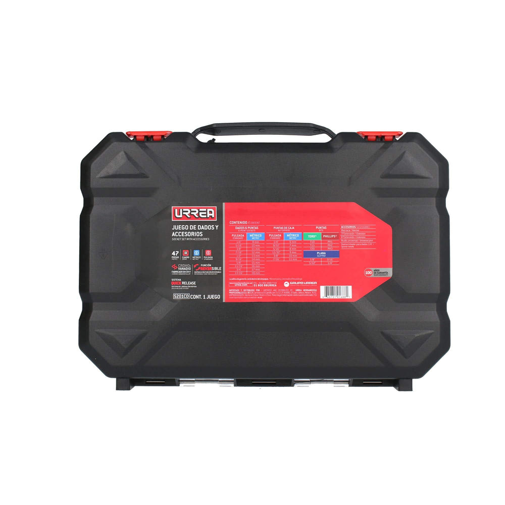 Juego de dados y accesorios cuadro de 3/8" combinado, 47 piezas Urrea 5201CD - imagen 8