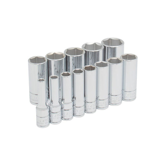 Juego de dados largos cuadro de 3/8", 6 puntas, en pulgadas, 13 piezas Urrea 52114