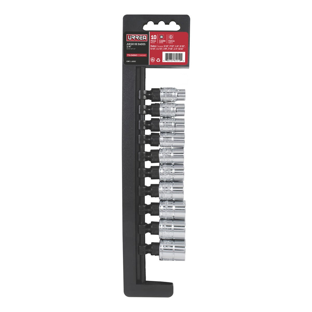 Juego de dados cuadro de 3/8", 6 puntas, en pulgadas, 10 piezas Urrea 52122 - imagen 3