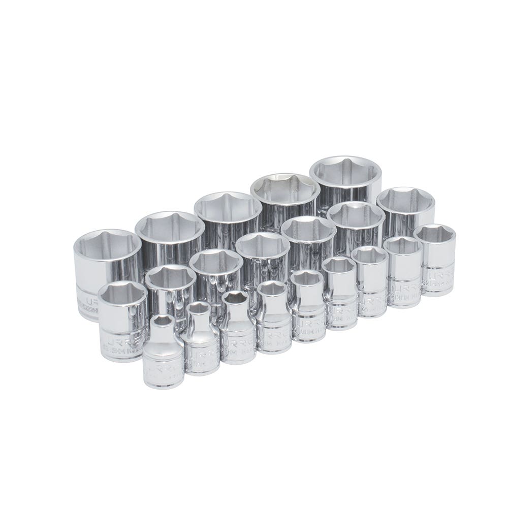 Juego de dados cuadro de 3/8", 6 puntas, métricos, 21 piezas Urrea 52211
