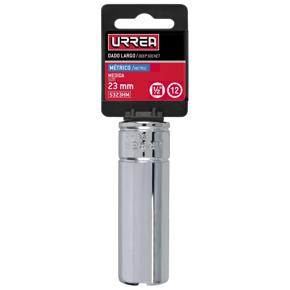 Dado largo cuadro de 1/2", 6 puntas, métrico, 23 mm Urrea 5323HM – imagen 4