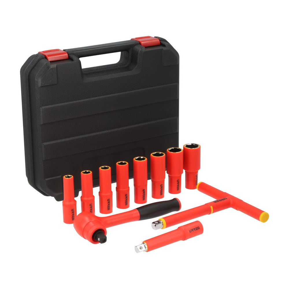 Juego de dados y accesorios cuadro de 1/2" métricos para 1000 V, caja plástica, 11 piezas Urrea 5400MVI - imagen 3