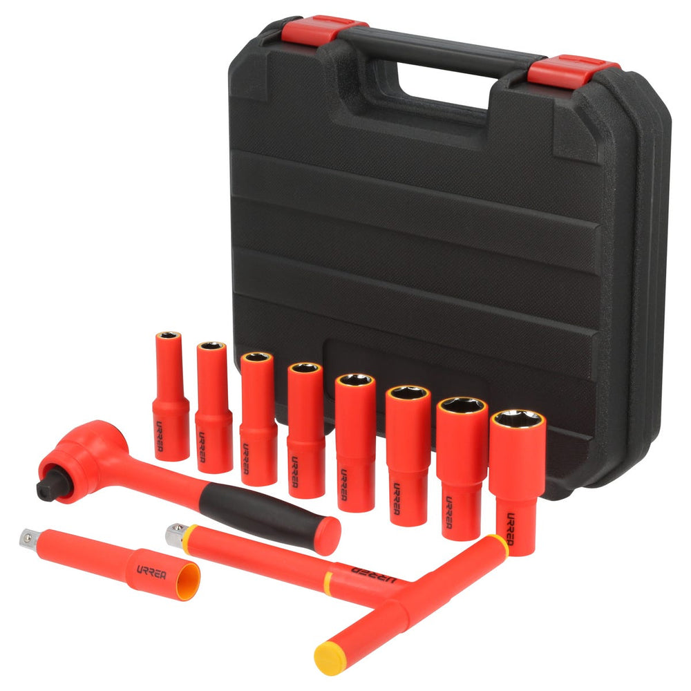 Juego de dados y accesorios cuadro de 1/2" métricos para 1000 V, caja plástica, 11 piezas Urrea 5400MVI - imagen 2