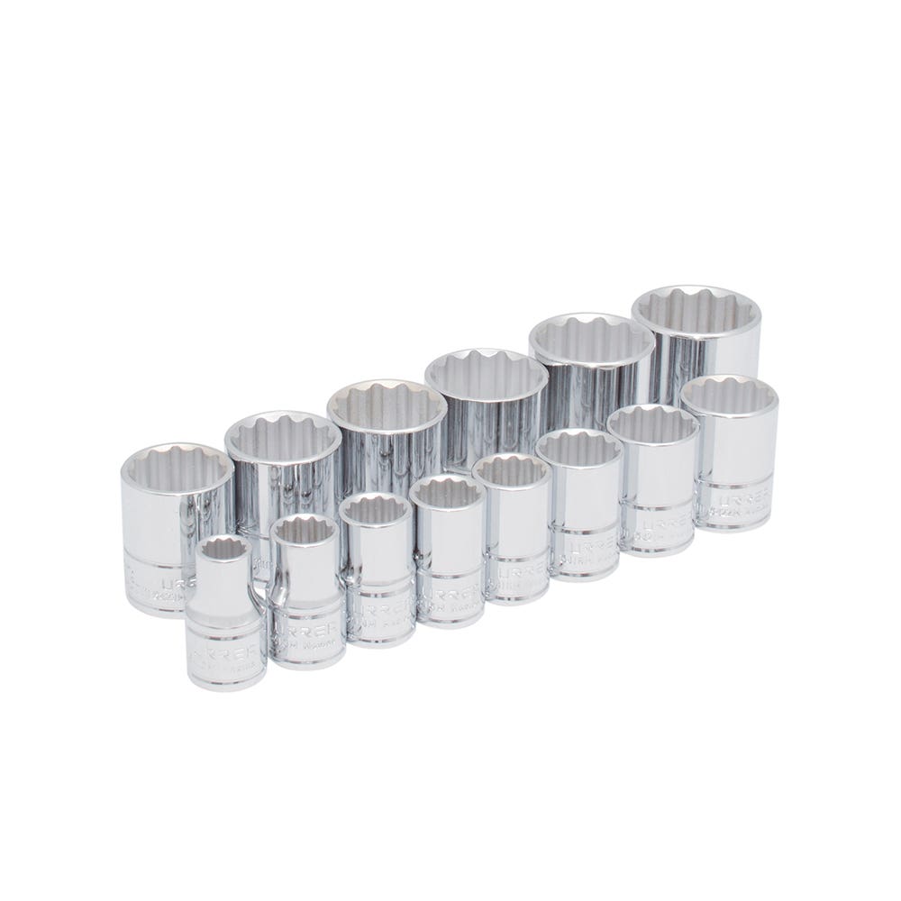 Juego de dados cuadro de 1/2", 12 puntas, métricos, 14 piezas Urrea 5400PAM - imagen 2