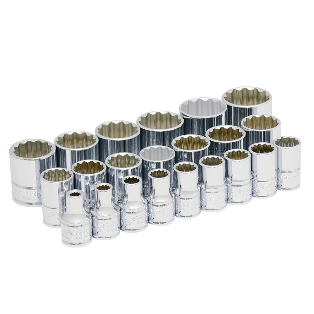 Juego de dados cuadro de 1/2", 12 puntas, en pulgadas, 22 piezas Urrea 54113