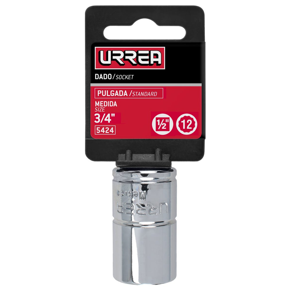 Dado cuadro de 1/2", 12 puntas, en pulgadas, 3/4" Urrea 5424 - imagen 4