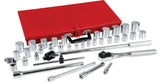 Juego de dados y accesorios cuadro de 3/8" y 1/2" en pulgadas 37 piezas, con caja metálica Urrea 5452 - imagen 2