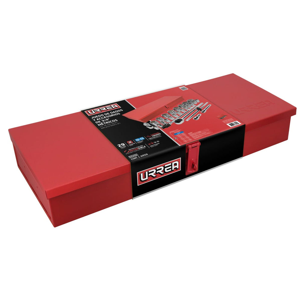 Juego de dados y accesorios cuadro de 3/4" métrico, 29 piezas Urrea 55202 - imagen 4
