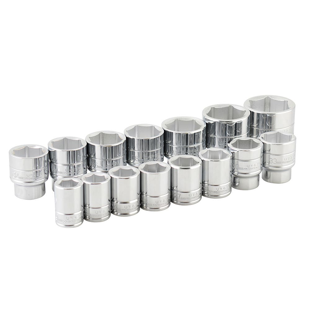 Juego de dados cuadro de 3/4", 6 puntas, métricos, 15 piezas Urrea 55207