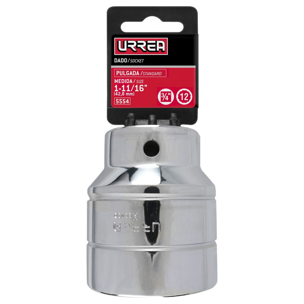 Dado cuadro de 3/4", 12 puntas, en pulgadas, 1-11/16" Urrea 5554 - imagen 3