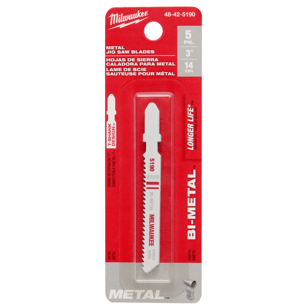 Hoja bimetálica para sierra caladora de 3" 14 TPI (paquete de 5) Milwaukee 48-42-5190 - imagen 6