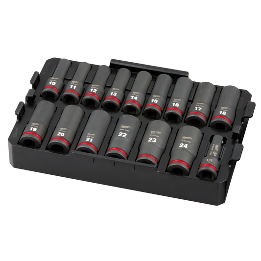 Juego de 16 dados de impacto SHOCKWAVE™ cuadro 1/2" métricos Milwaukee 49-66-6818
